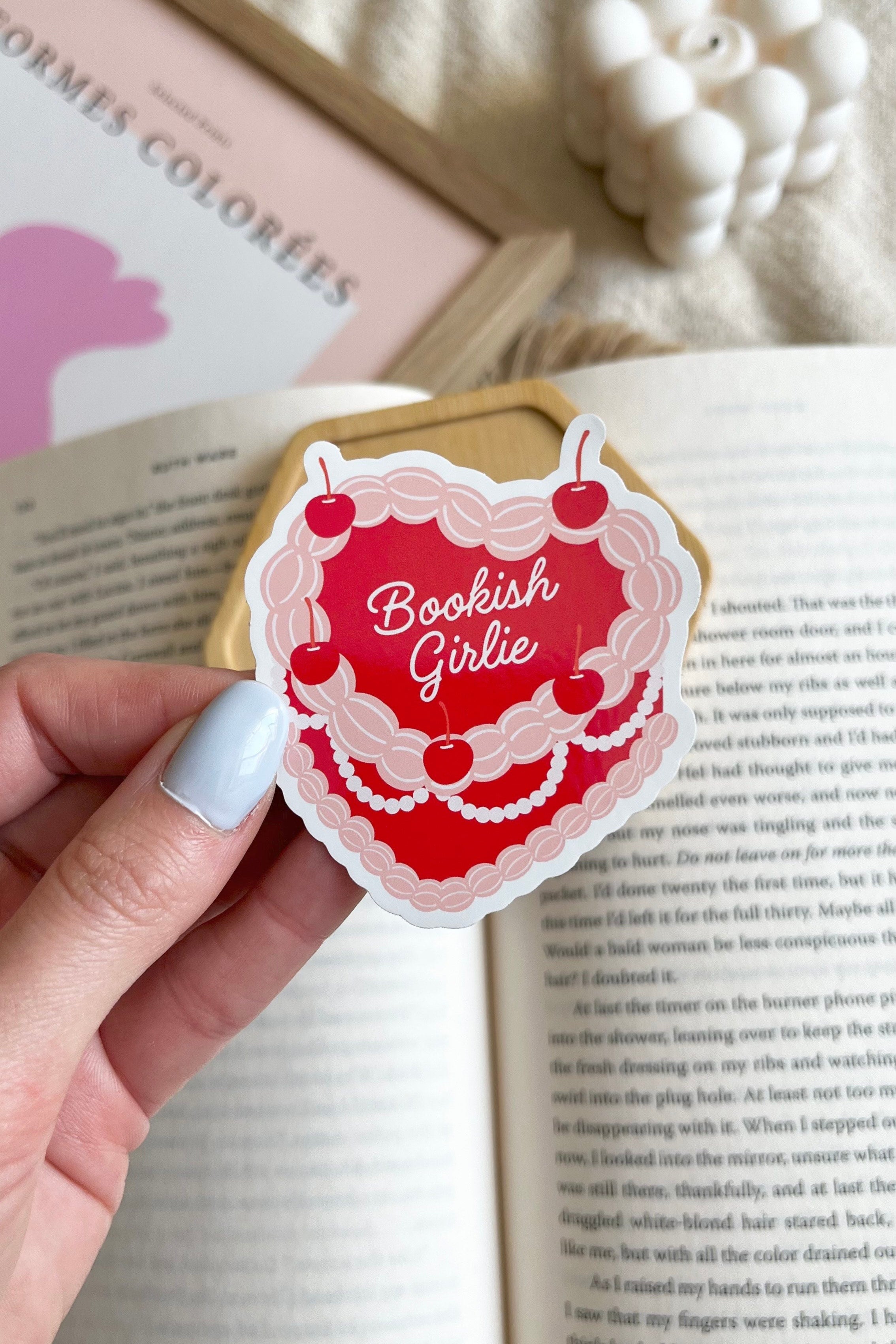 Coquette cake sticker, Bookish Sticker, bookish girlie sticker, Waterproof Sticker, coquette sticker, Kindle Sticker, Book lover gift, Book lover, cute book sticker, Booktok, Booktok sticker, cake sticker