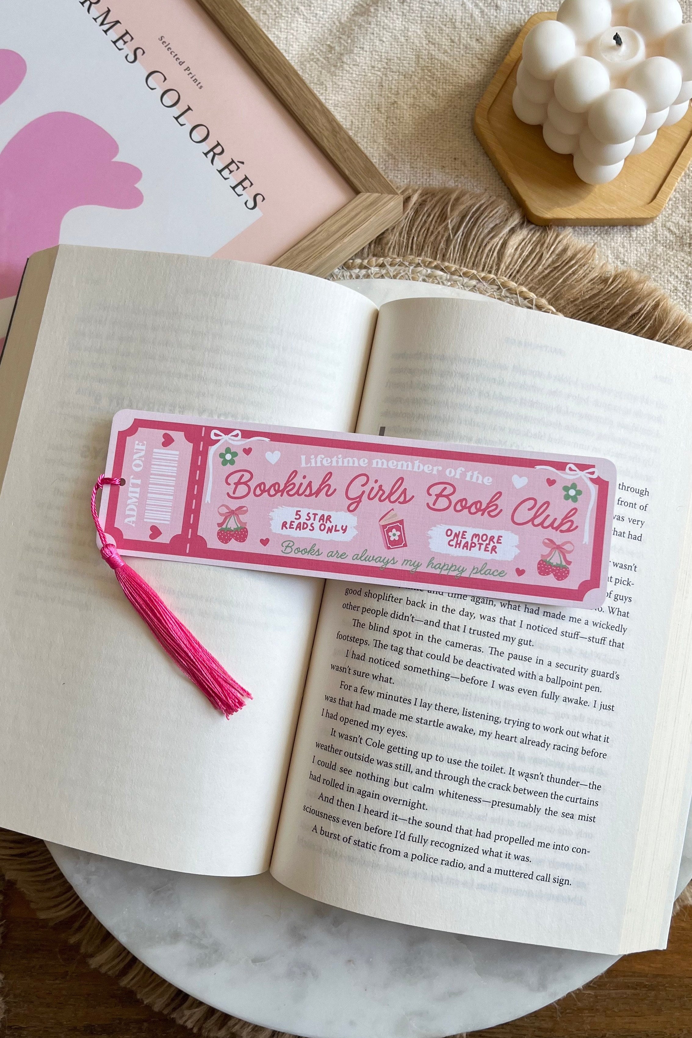 bookish girls Book Club Ticket Bookmark, Double Sided Bookmark, Bookclub Bookmark, Ticket Bookmark, Reader Gift, Cute Bookmark, gift for reader, bookmarks, book mark, bookish gift, book lover gift, enemies to lovers bookmark, linen bookmark, bookish girls bookmark, pink bookmark, book girlies, bookish girls gift