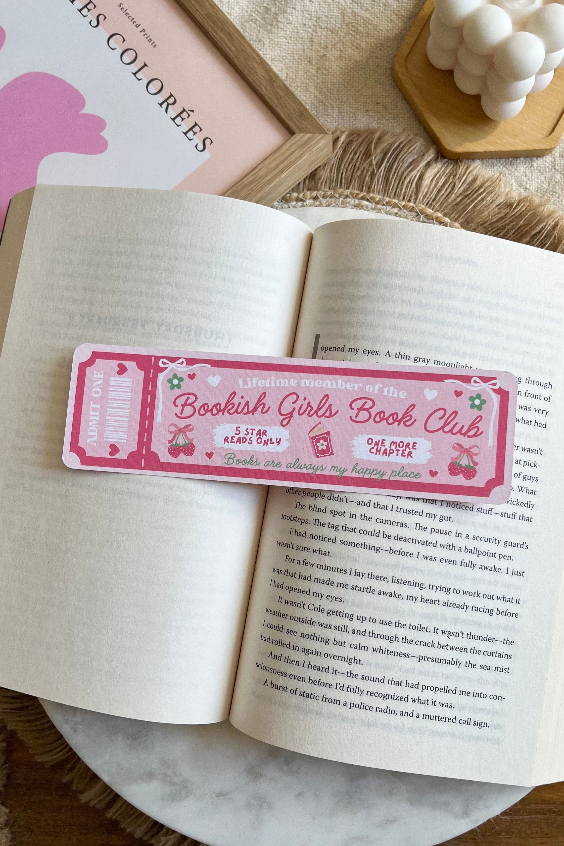 bookish girls Book Club Ticket Bookmark, Double Sided Bookmark, Bookclub Bookmark, Ticket Bookmark, Reader Gift, Cute Bookmark, gift for reader, bookmarks, book mark, bookish gift, book lover gift, enemies to lovers bookmark, linen bookmark, bookish girls bookmark, pink bookmark, book girlies, bookish girls gift
