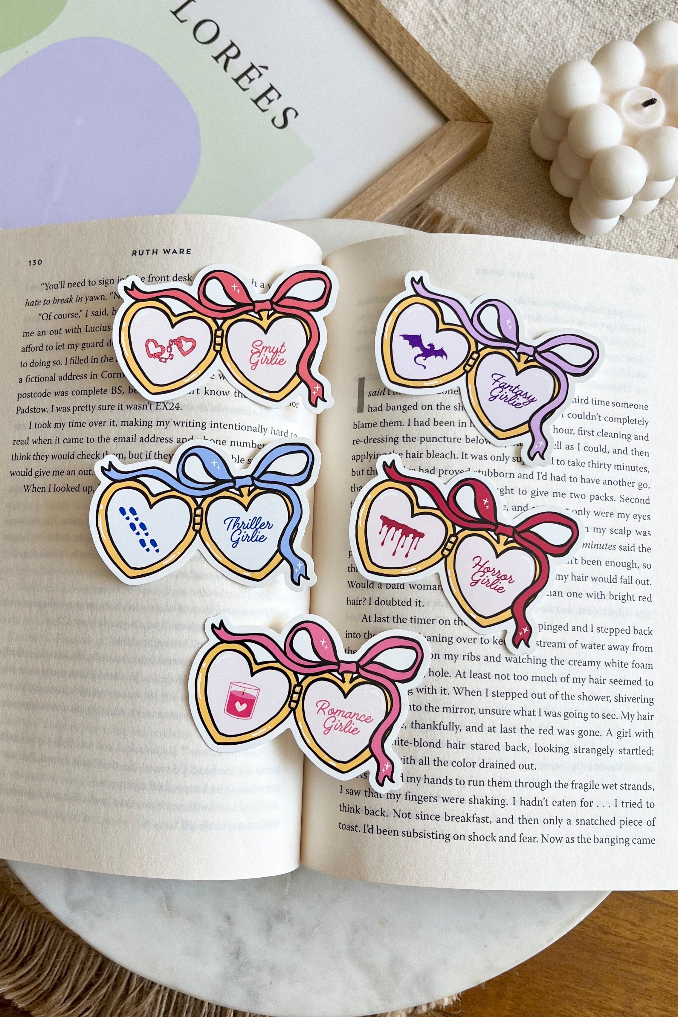 Book locket sticker, Bookish Locket Sticker, Thriller Girlie sticker, Fantasy Girlie sticker, Romance girlie sticker, horror girlie sticker, smut girlie sticker, Waterproof Sticker, Kindle Sticker, Book lover gift, Book lover, ereader sticker, Booktok, book tropes sticker