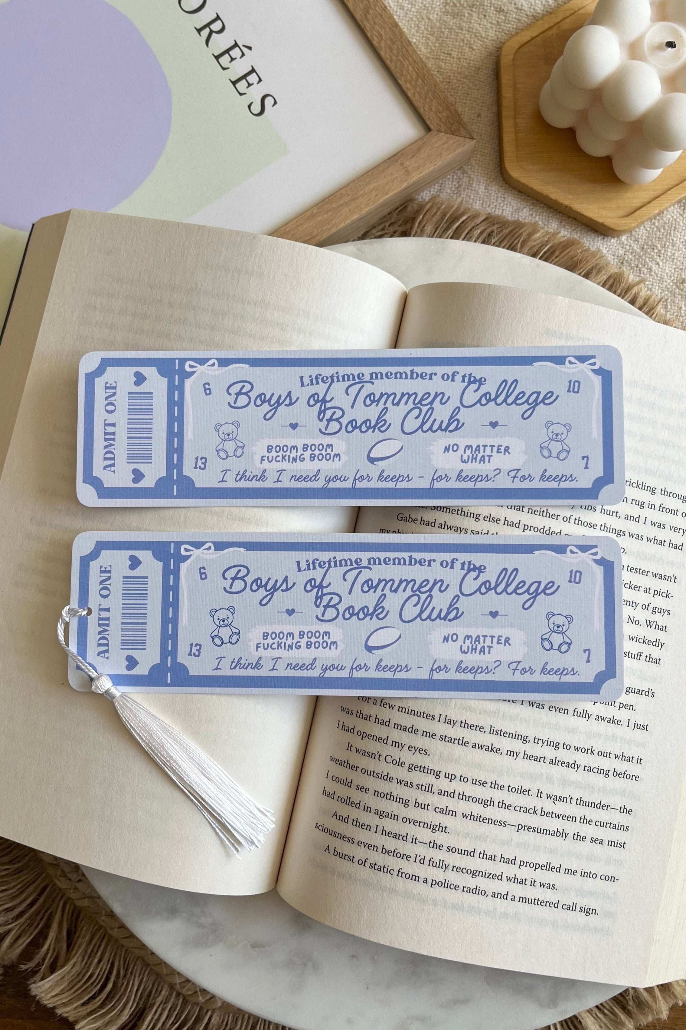 boys of tommen college bookmark, Double Sided Bookmark, Bookclub Bookmark, Ticket Bookmark, boys of tommen college Merch, Cute Bookmark, boys of tommen, gift for reader, bookmarks, book mark, bookish gift, book lover gift, boys of tommen college, linen bookmark