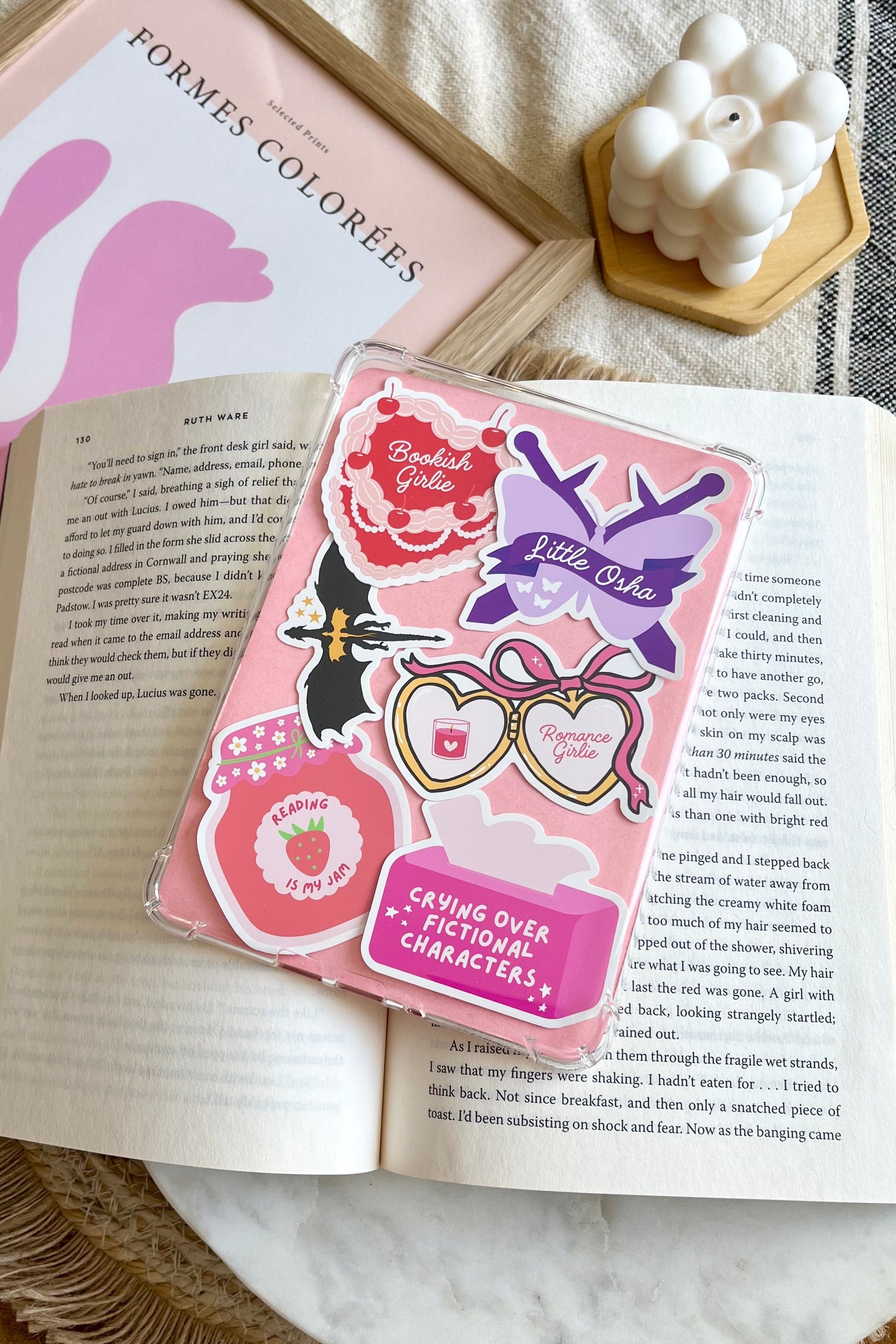crying over fictional characters sticker, Bookish Sticker, bookish girlie sticker, Waterproof Sticker, pink bookish sticker, Kindle Sticker, Book lover gift, Book lover, cute book sticker, Booktok, Booktok sticker, funny bookish sticker