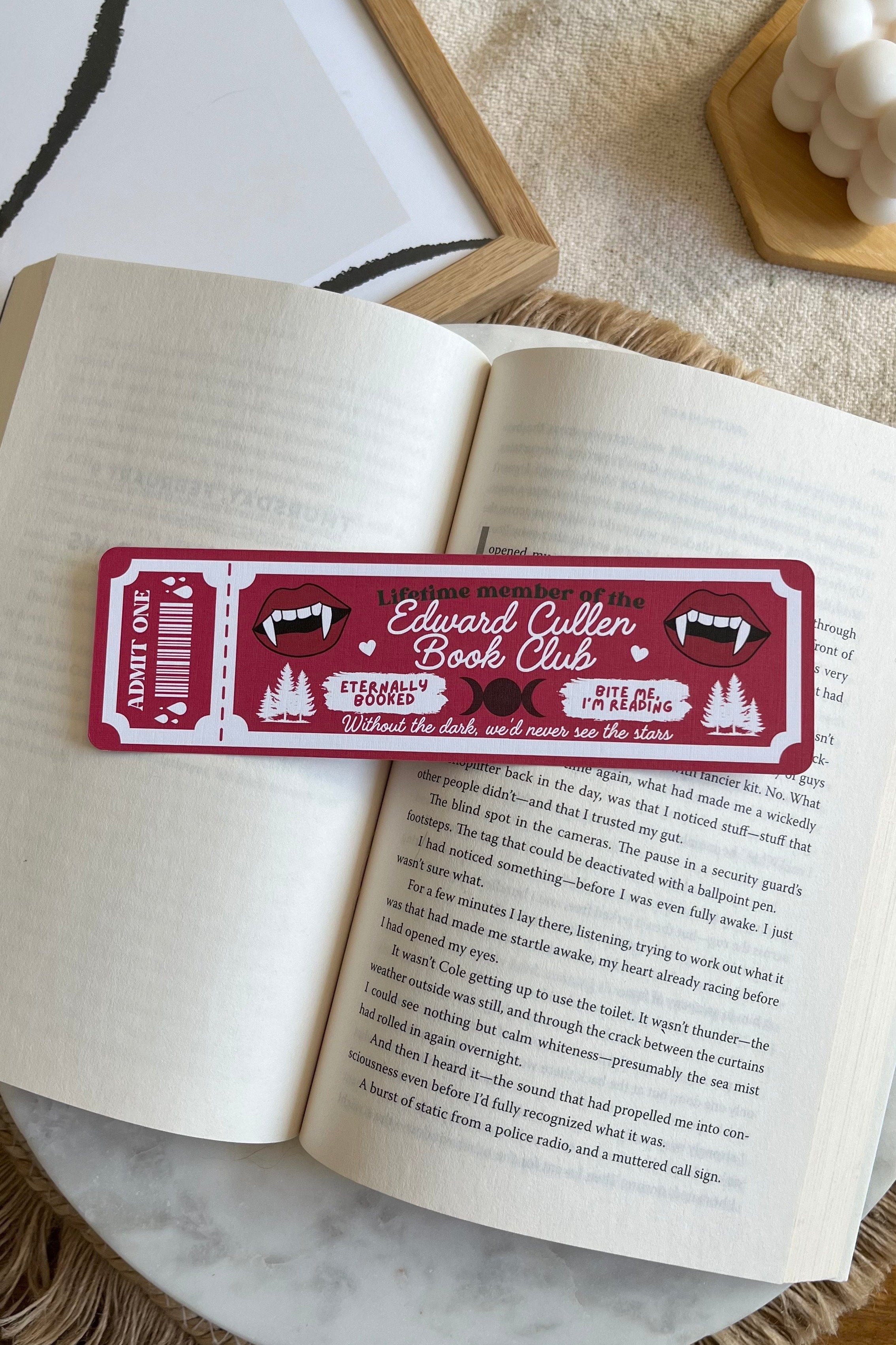 Edward Cullen Book Club Ticket Bookmark, Double Sided Bookmark, Bookclub Bookmark, Ticket Bookmark, Reader Gift, Cute Bookmark, gift for reader, bookmarks, book mark, bookish gift, book lover gift, twilight saga, twilight Merch, Edward Cullen Merch, team Edward, twilight gift, twilight bookmark, twilight fan gift