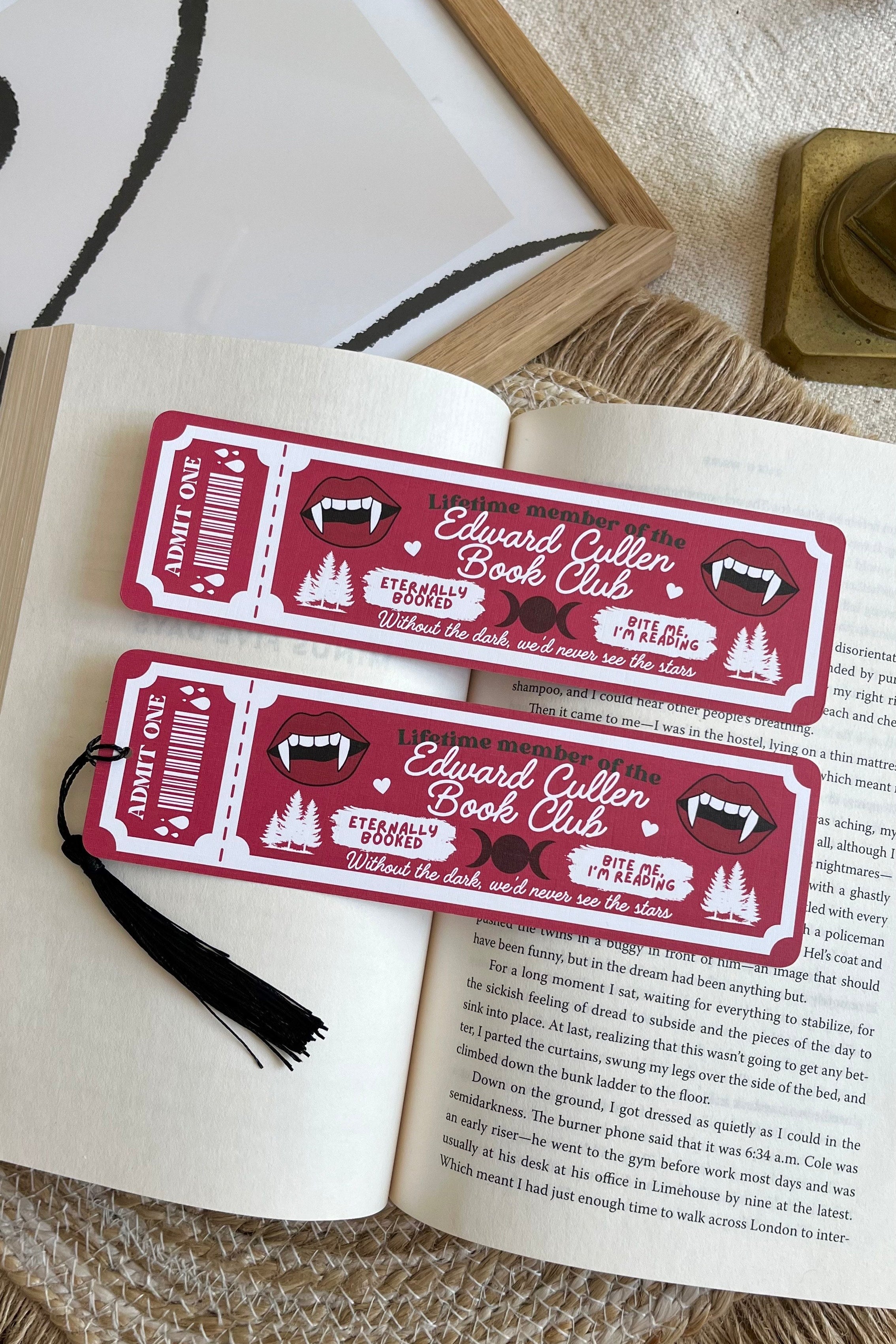 Edward Cullen Book Club Ticket Bookmark, Double Sided Bookmark, Bookclub Bookmark, Ticket Bookmark, Reader Gift, Cute Bookmark, gift for reader, bookmarks, book mark, bookish gift, book lover gift, twilight saga, twilight Merch, Edward Cullen Merch, team Edward, twilight gift, twilight bookmark, twilight fan gift