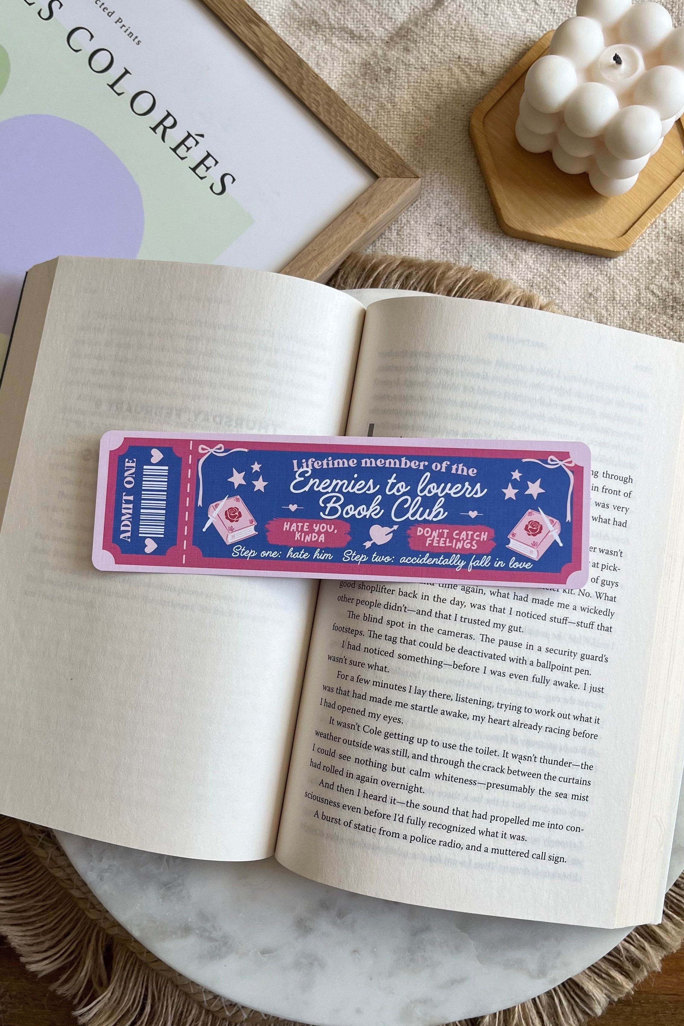enemies to lovers Book Club Ticket Bookmark, Double Sided Bookmark, Bookclub Bookmark, Ticket Bookmark, Reader Gift, Cute Bookmark, gift for reader, bookmarks, book mark, bookish gift, book lover gift, enemies to lovers bookmark, linen bookmark, romance trope bookmark