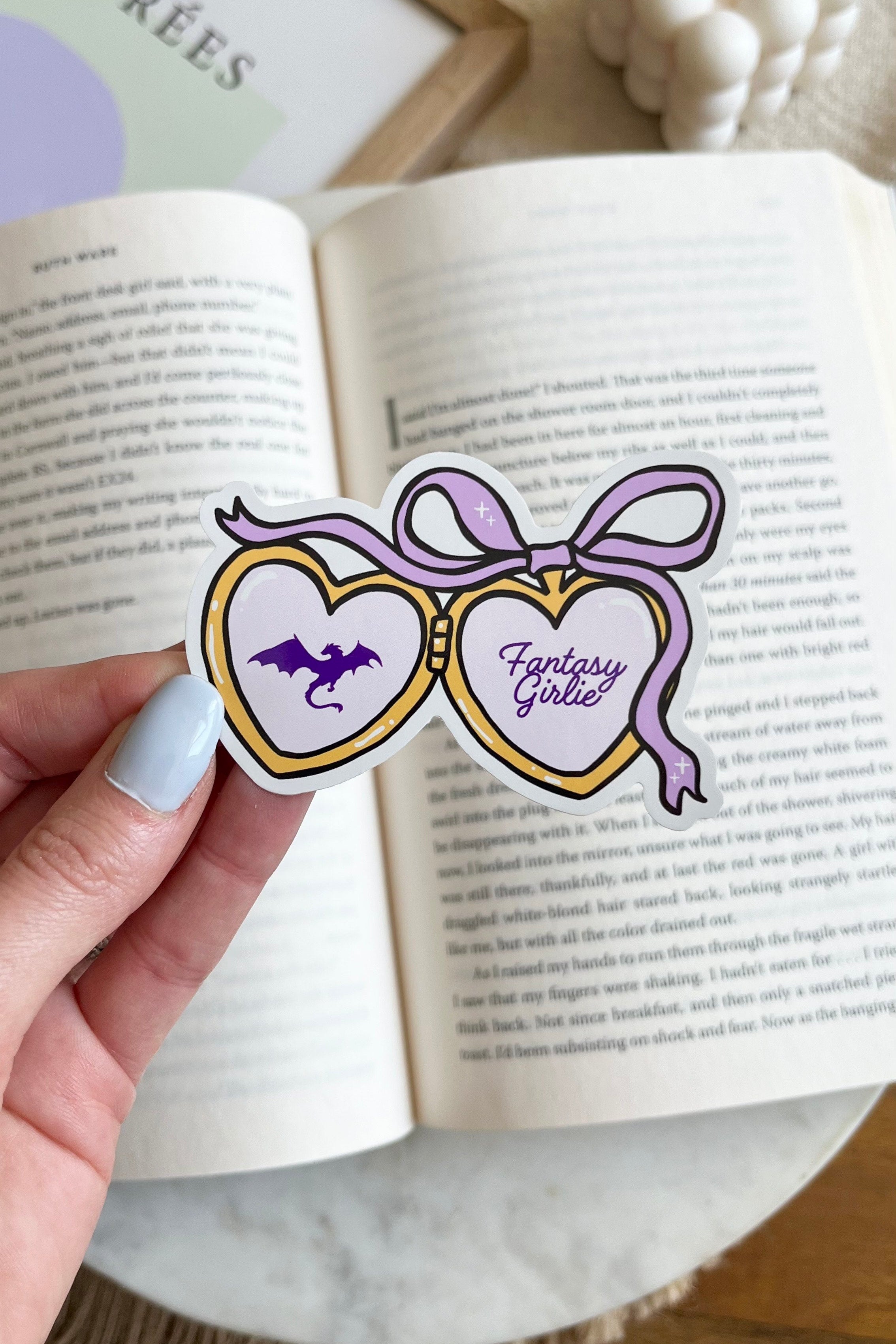 Book locket sticker, Bookish Locket Sticker, Fantasy Girlie sticker, Waterproof Sticker, Kindle Sticker, Book lover gift, Book lover, ereader sticker, Booktok, book tropes sticker, fantasy girl locket sticker