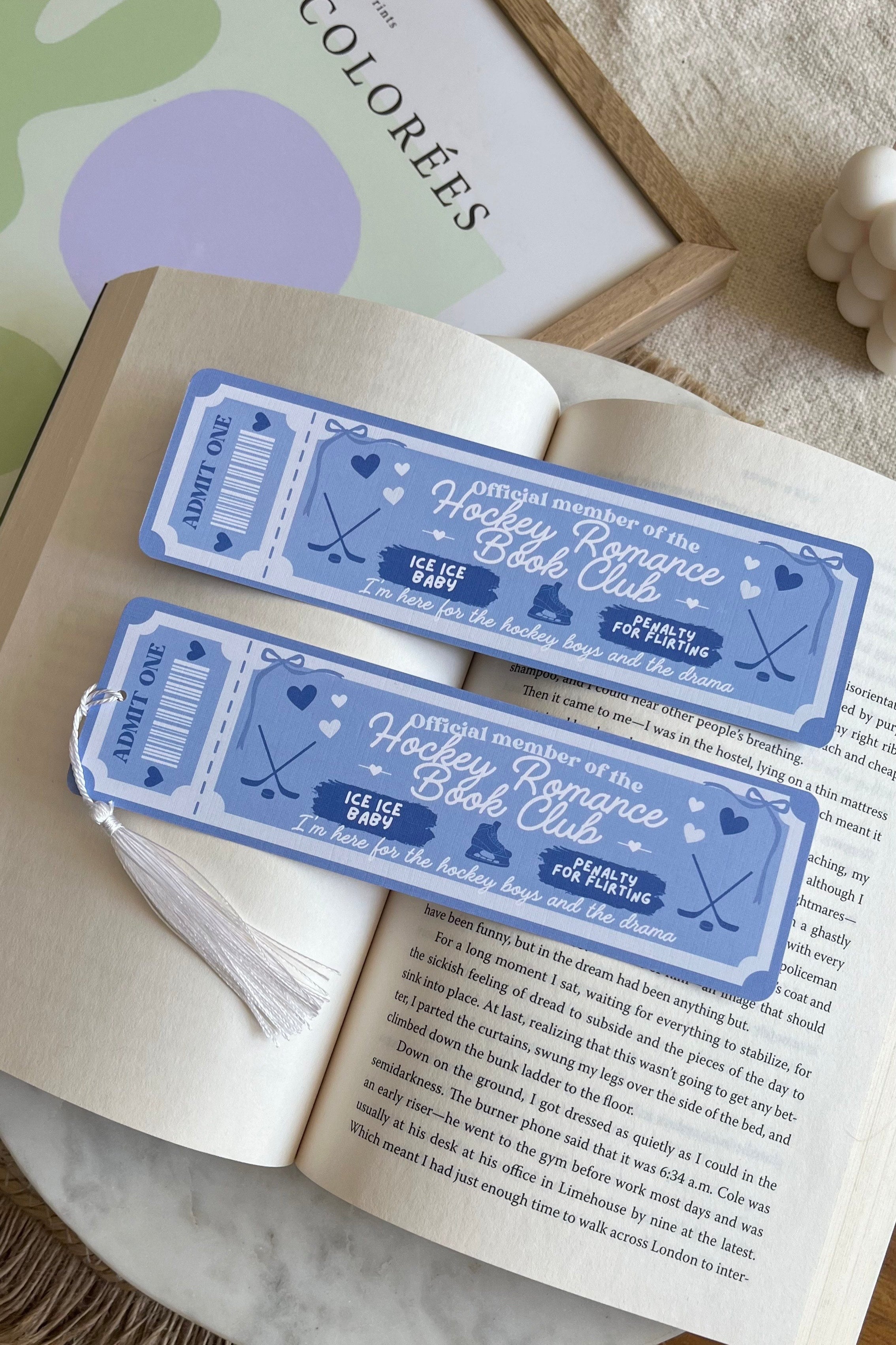hockey romance Book Club Ticket Bookmark, Double Sided Bookmark, Bookclub Bookmark, Ticket Bookmark, Reader Gift, Cute Bookmark, gift for reader, bookmarks, book mark, bookish gift, book lover gift, enemies to lovers bookmark, linen bookmark, romance trope bookmark, hockey romance, hockey romance bookmark, sports romance, sports romance bookmark