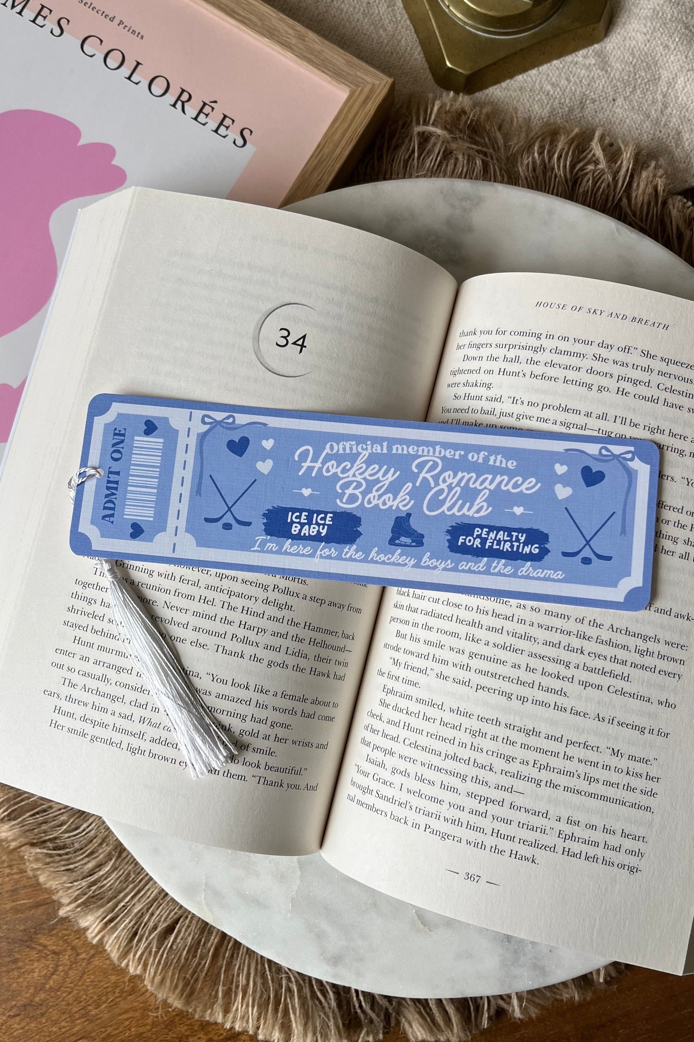 hockey romance Book Club Ticket Bookmark, Double Sided Bookmark, Bookclub Bookmark, Ticket Bookmark, Reader Gift, Cute Bookmark, gift for reader, bookmarks, book mark, bookish gift, book lover gift, enemies to lovers bookmark, linen bookmark, romance trope bookmark, hockey romance, hockey romance bookmark, sports romance, sports romance bookmark