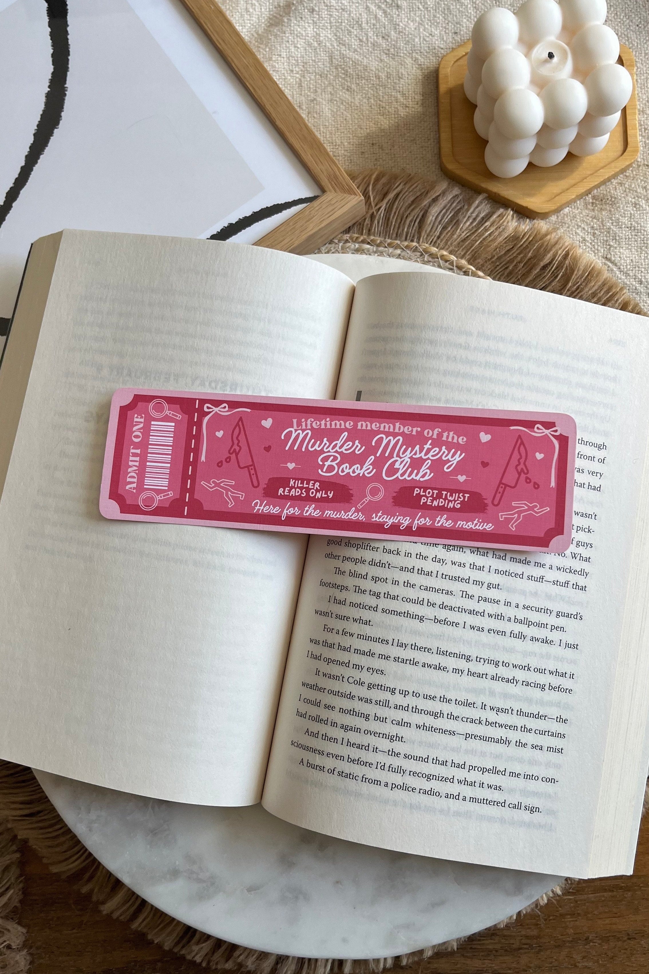 Murder Mystery Book Club Ticket Bookmark, Double Sided Bookmark, Bookclub Bookmark, Ticket Bookmark, Mystery Reader Gift, Cute Bookmark, Murder mystery bookmark, gift for reader, bookmarks, book mark, bookish gift, book lover gift