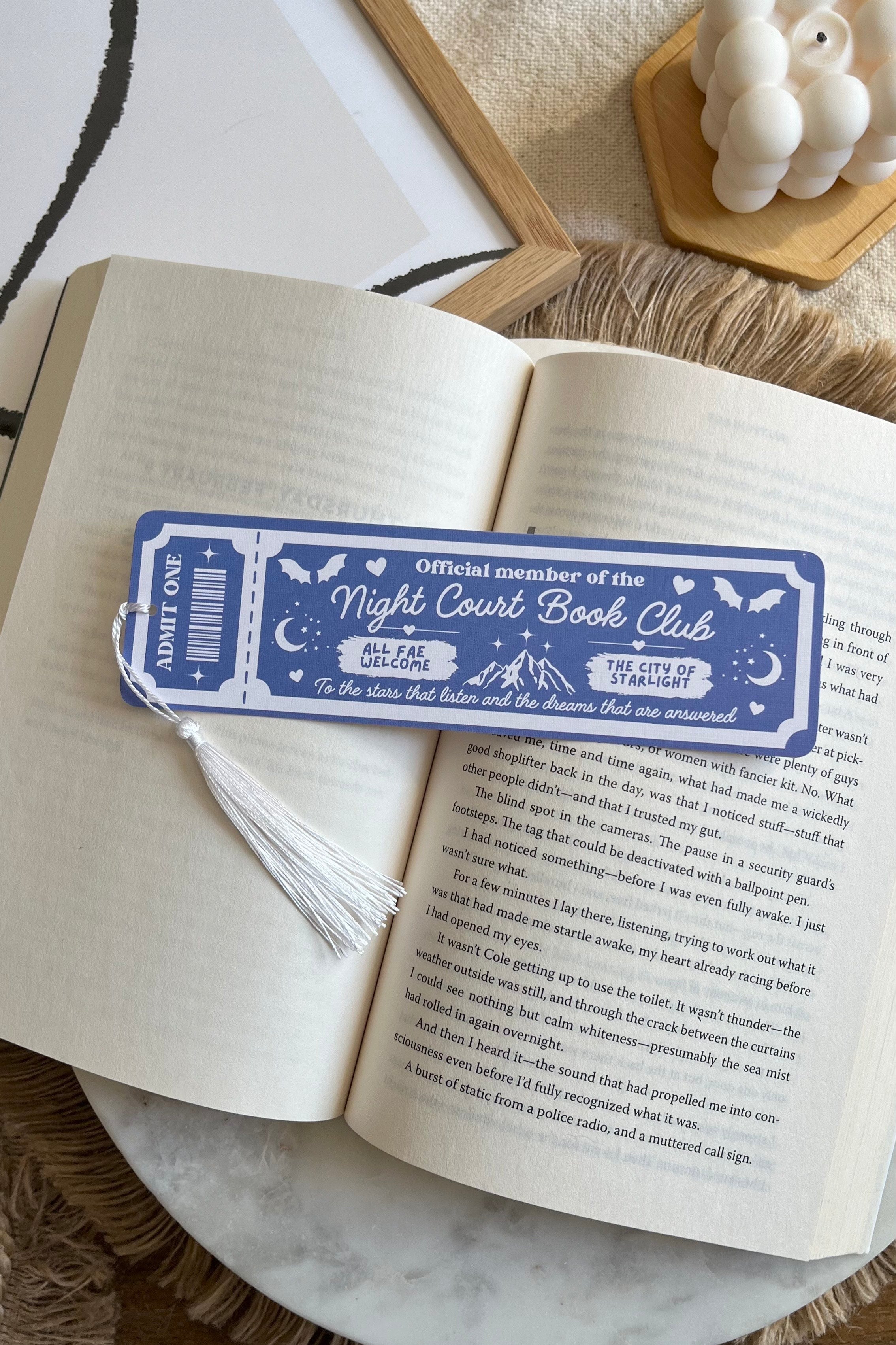 ACOTAR Book Club Ticket Bookmark, Double Sided Bookmark, Bookclub Bookmark, Ticket Bookmark, Reader Gift, Cute Bookmark, gift for reader, bookmarks, book mark, bookish gift, book lover gift, enemies to lovers bookmark, linen bookmark, ACOTAR bookmark, ACOTAR Merch, night court, night court Merch, team night court, team Rhysand, romantasy, romantasy bookmark