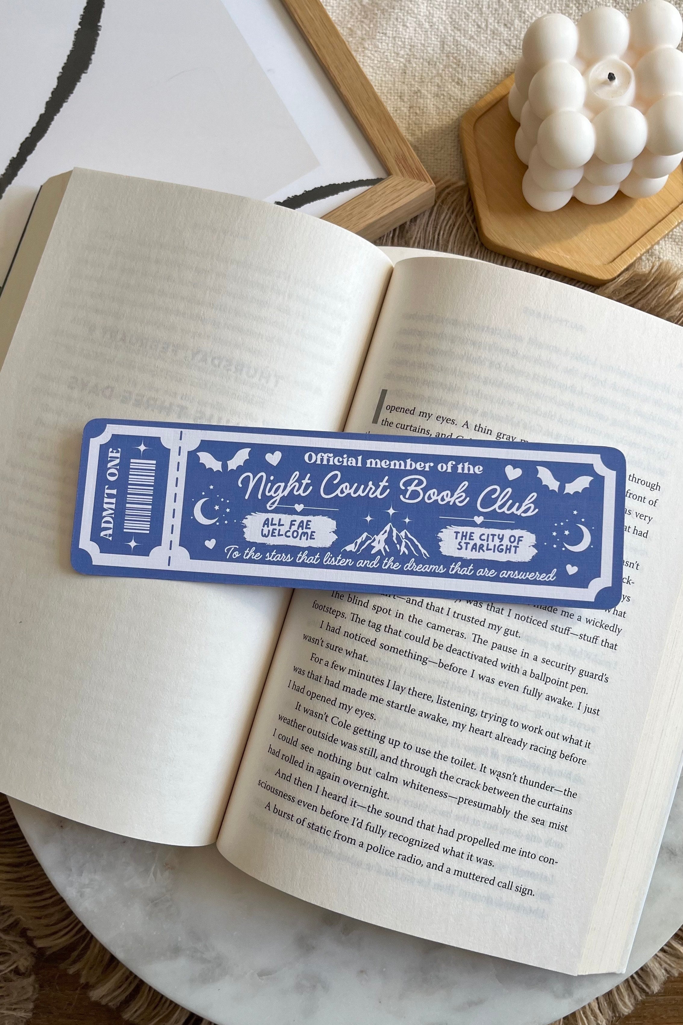 ACOTAR Book Club Ticket Bookmark, Double Sided Bookmark, Bookclub Bookmark, Ticket Bookmark, Reader Gift, Cute Bookmark, gift for reader, bookmarks, book mark, bookish gift, book lover gift, enemies to lovers bookmark, linen bookmark, ACOTAR bookmark, ACOTAR Merch, night court, night court Merch, team night court, team Rhysand, romantasy, romantasy bookmark