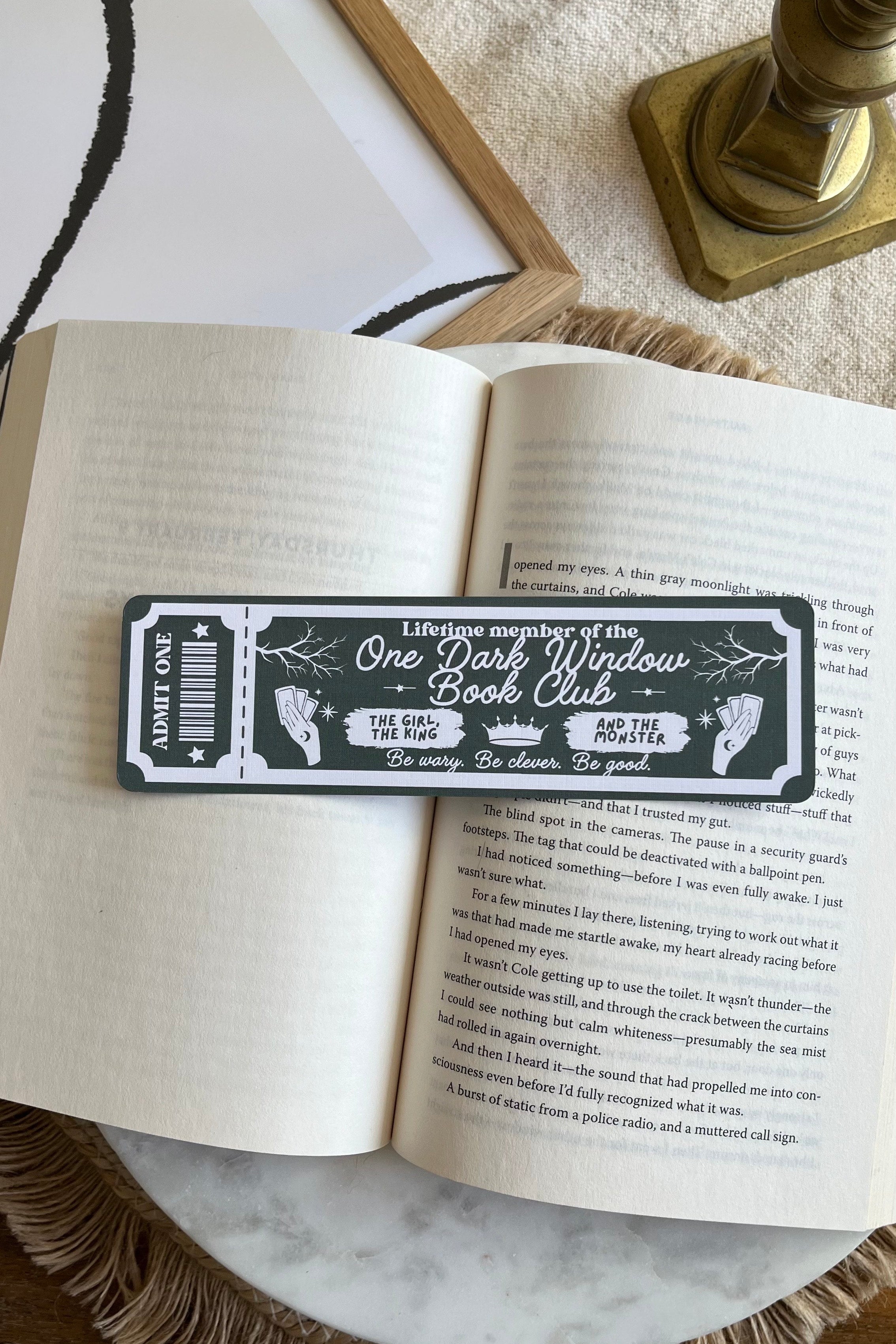 One dark window Book Club Ticket Bookmark, Double Sided Bookmark, Bookclub Bookmark, Ticket Bookmark, gothic Reader Gift, Cute Bookmark, gift for reader, bookmarks, book mark, bookish gift, book lover gift, one dark window Merch, one dark window accessories