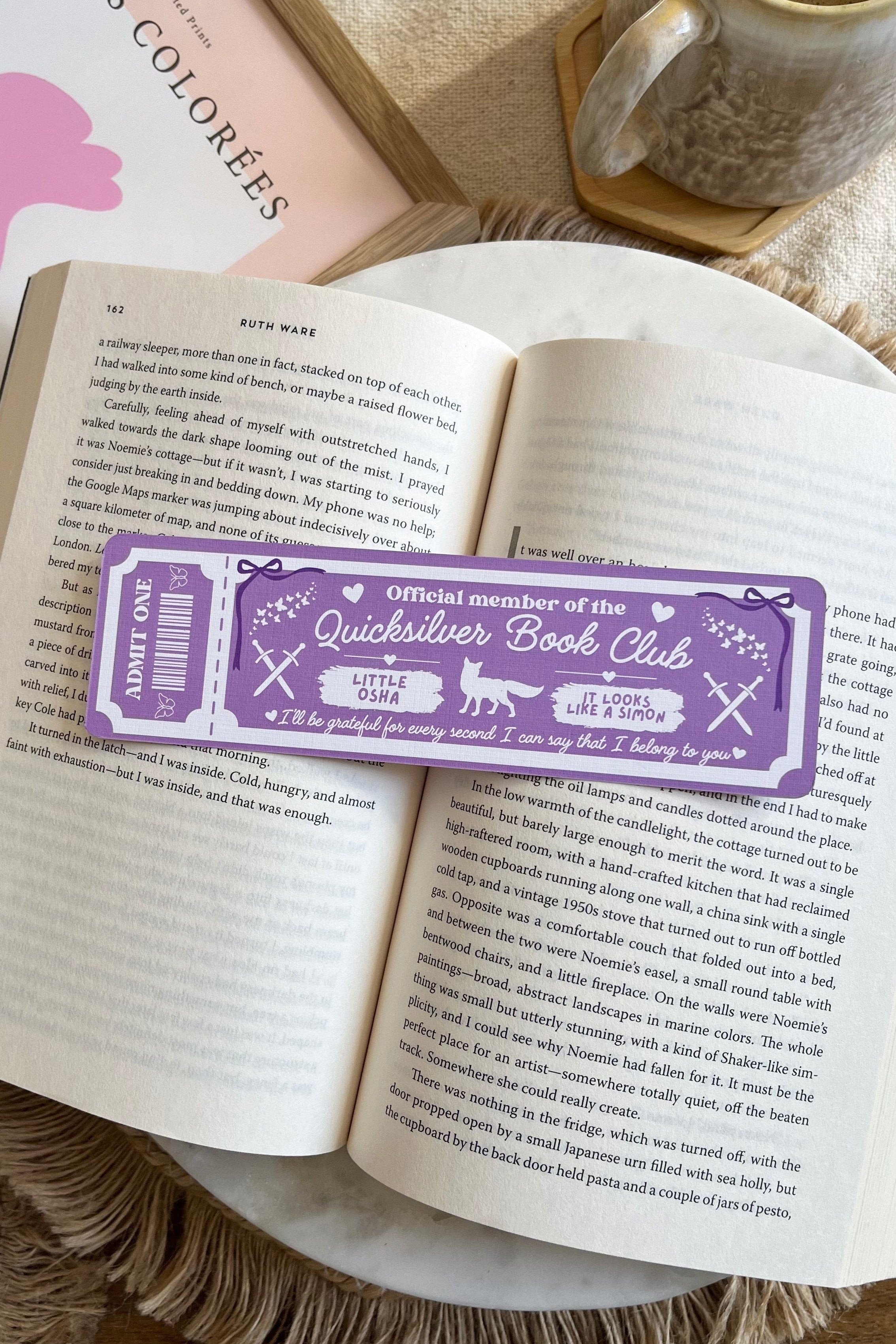 Quicksilver Book Club Ticket Bookmark, Double Sided Bookmark, Bookclub Bookmark, Ticket Bookmark, Quicksilver, Cute Bookmark, Little Osha, Kingfisher, gift for reader, bookmarks, book mark, bookish gift, book lover gift, Quicksilver bookmark, quicksilver Merch, quicksilver accessories