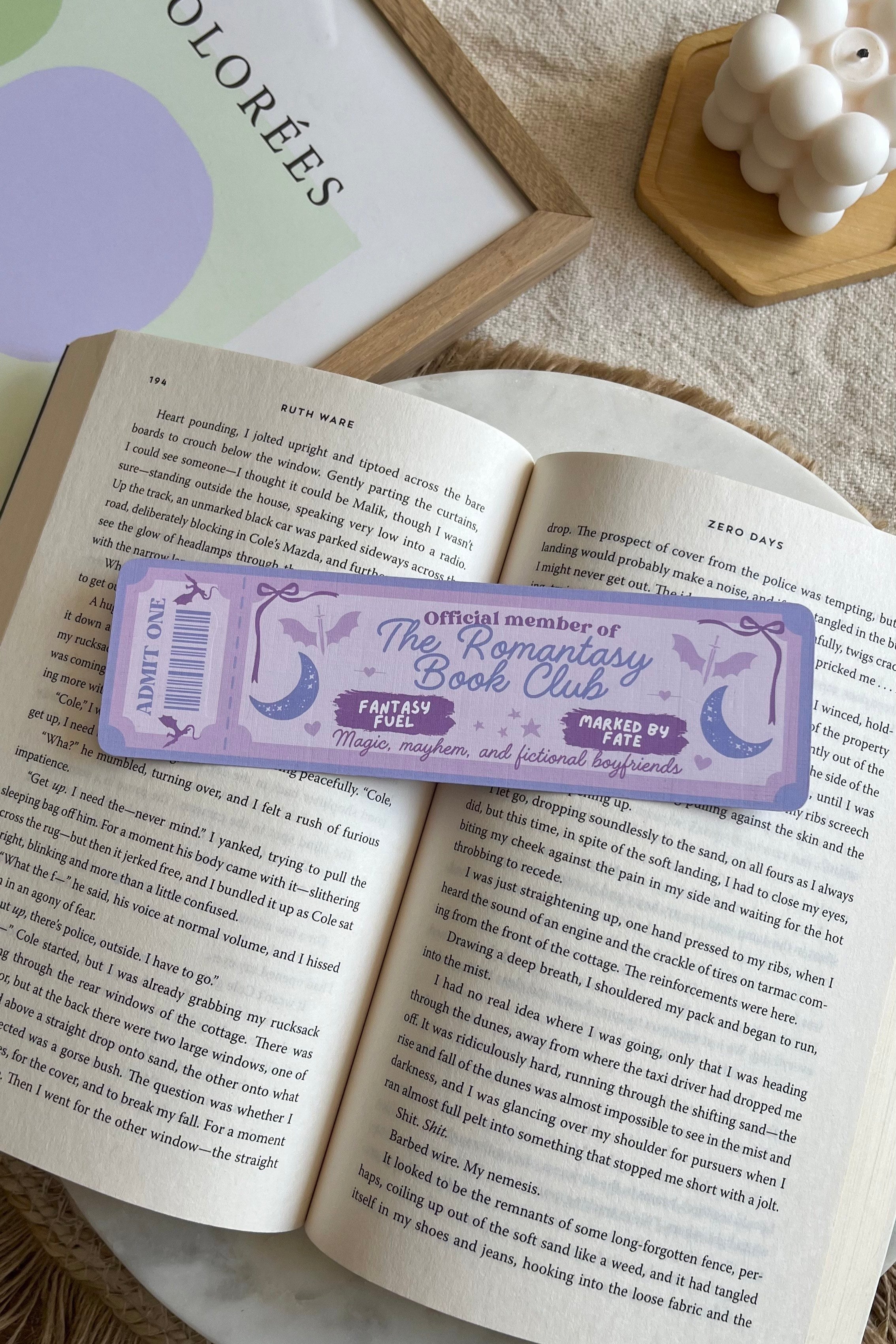 romantasy Book Club Ticket Bookmark, Double Sided Bookmark, Bookclub Bookmark, Ticket Bookmark, Reader Gift, Cute Bookmark, gift for reader, bookmarks, book mark, bookish gift, book lover gift, enemies to lovers bookmark, linen bookmark, romantasy bookmark, romantasy Merch
