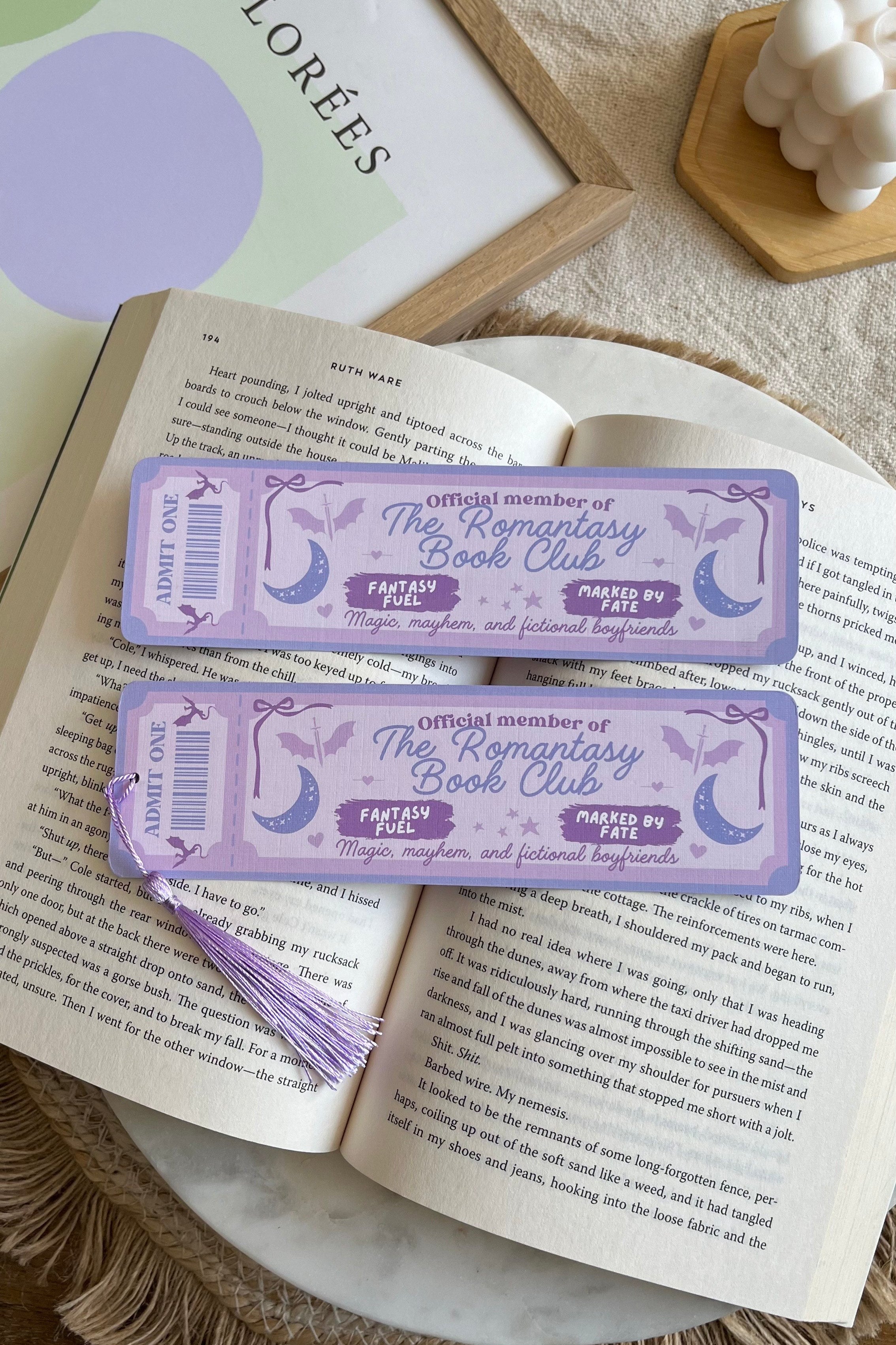 romantasy Book Club Ticket Bookmark, Double Sided Bookmark, Bookclub Bookmark, Ticket Bookmark, Reader Gift, Cute Bookmark, gift for reader, bookmarks, book mark, bookish gift, book lover gift, enemies to lovers bookmark, linen bookmark, romantasy bookmark, romantasy Merch