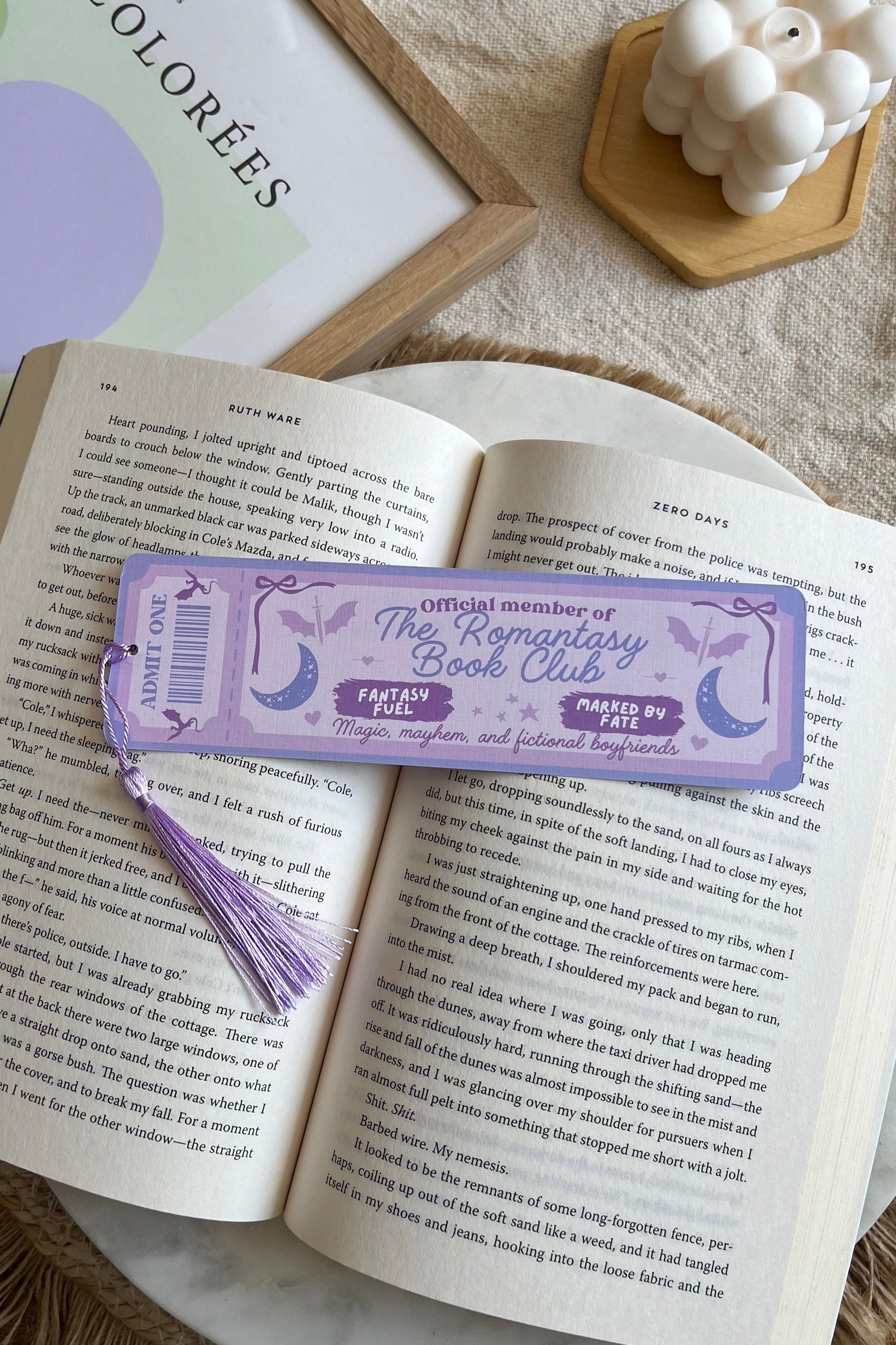 romantasy Book Club Ticket Bookmark, Double Sided Bookmark, Bookclub Bookmark, Ticket Bookmark, Reader Gift, Cute Bookmark, gift for reader, bookmarks, book mark, bookish gift, book lover gift, enemies to lovers bookmark, linen bookmark, romantasy bookmark, romantasy Merch