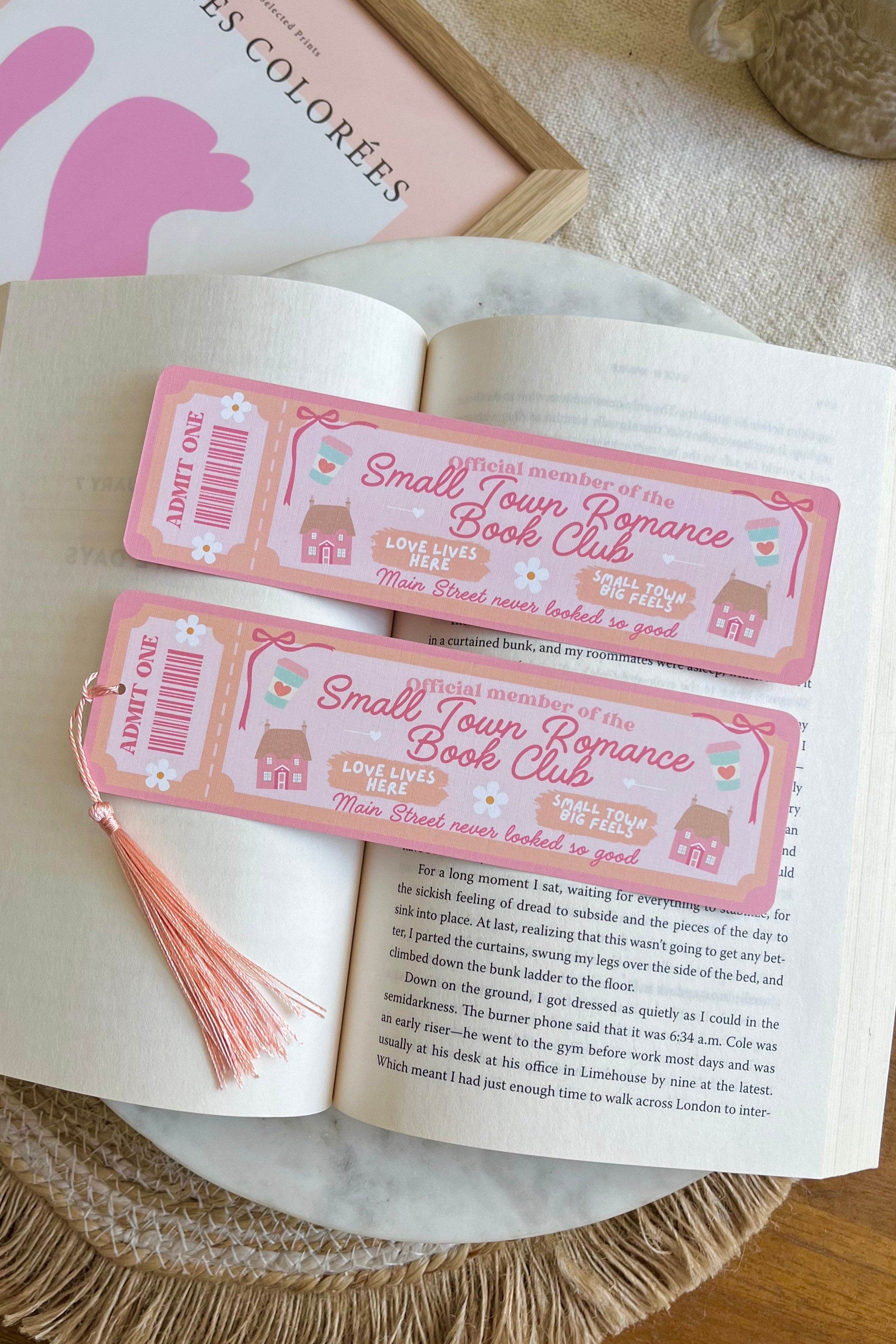 small town romance Book Club Ticket Bookmark, Double Sided Bookmark, Bookclub Bookmark, Ticket Bookmark, Reader Gift, Cute Bookmark, gift for reader, bookmarks, book mark, bookish gift, book lover gift, small town romance bookmark, linen bookmark, romance trope bookmark