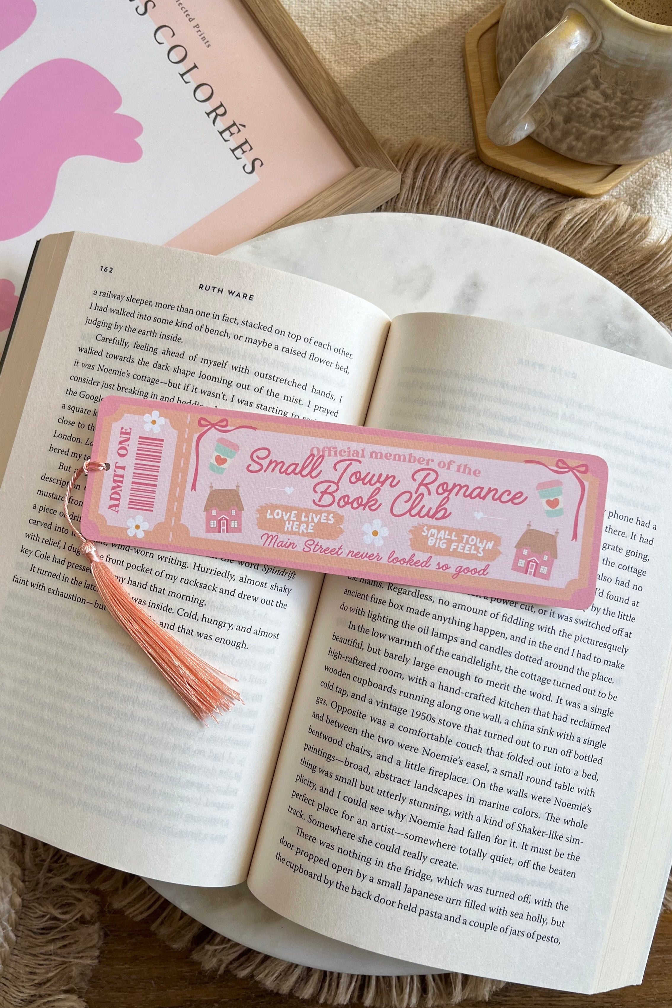 small town romance Book Club Ticket Bookmark, Double Sided Bookmark, Bookclub Bookmark, Ticket Bookmark, Reader Gift, Cute Bookmark, gift for reader, bookmarks, book mark, bookish gift, book lover gift, small town romance bookmark, linen bookmark, romance trope bookmark