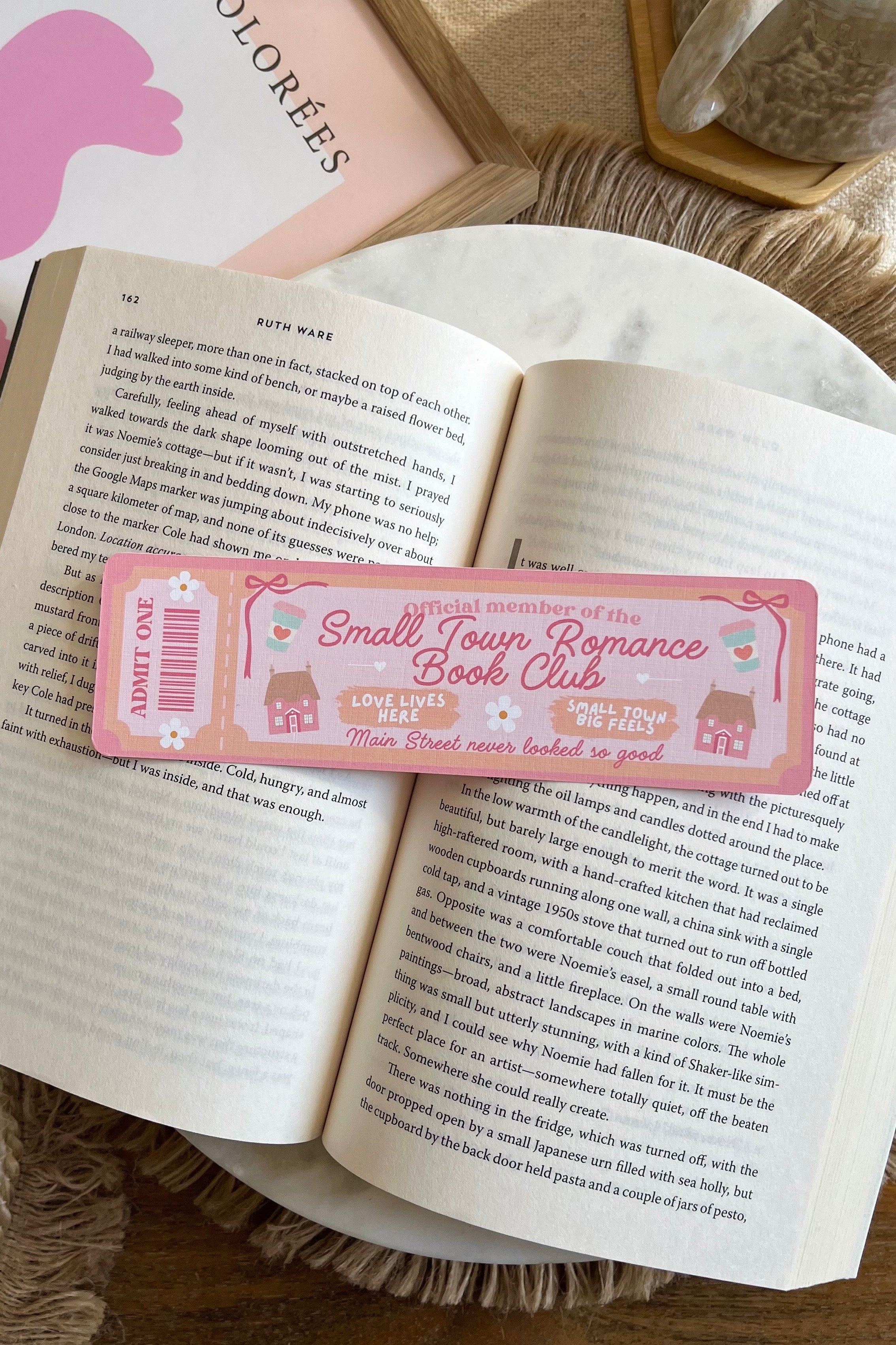 small town romance Book Club Ticket Bookmark, Double Sided Bookmark, Bookclub Bookmark, Ticket Bookmark, Reader Gift, Cute Bookmark, gift for reader, bookmarks, book mark, bookish gift, book lover gift, small town romance bookmark, linen bookmark, romance trope bookmark