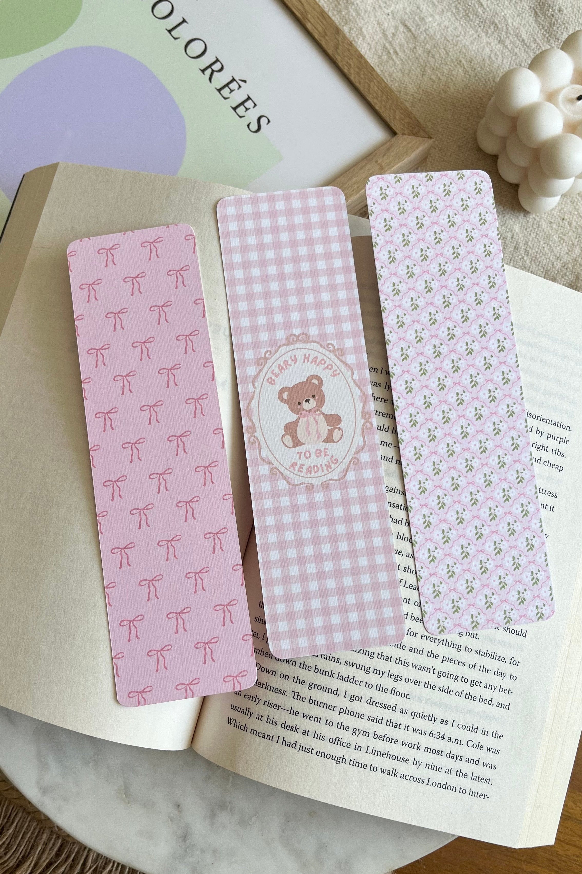 Book mark bundle, Double Sided Bookmark, Bookclub Bookmark, Pink bookmarks, Reader Gift, Cute Bookmark, gift for reader, bookmarks, book mark, bookish gift, book lover gift, linen bookmarks, bow bookmarks, floral bookmarks, teddy bear bookmark