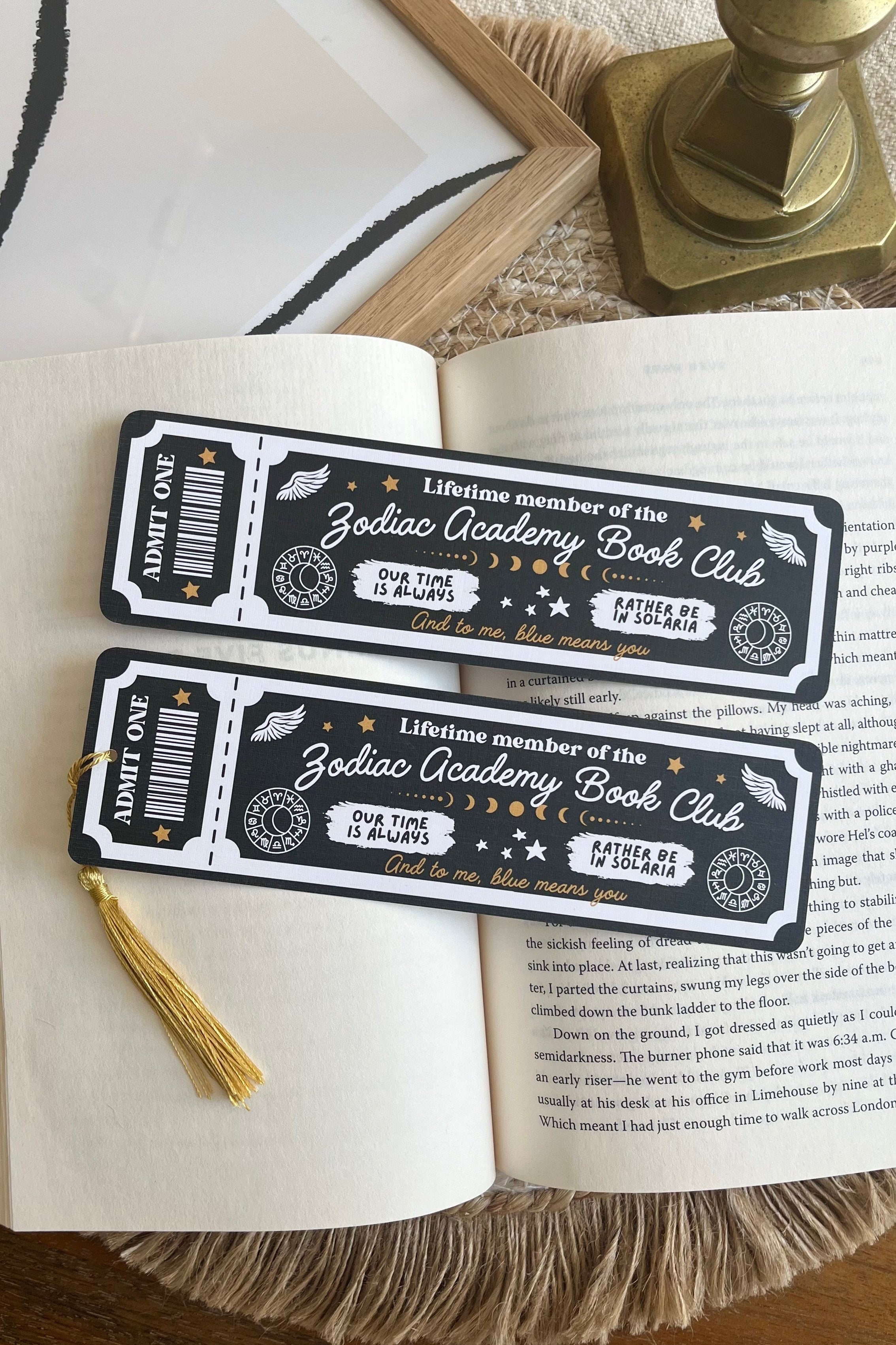 Zodiac academy Book Club Ticket Bookmark, Double Sided Bookmark, Bookclub Bookmark, Ticket Bookmark, Reader Gift, Cute Bookmark, gift for reader, bookmarks, book mark, bookish gift, book lover gift, zodiac academy Merch, zodiac academy accessories, bounded bloom