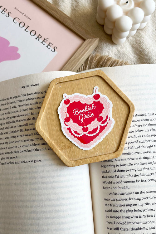 Coquette cake sticker, Bookish Sticker, bookish girlie sticker, Waterproof Sticker, coquette sticker, Kindle Sticker, Book lover gift, Book lover, cute book sticker, Booktok, Booktok sticker, cake sticker