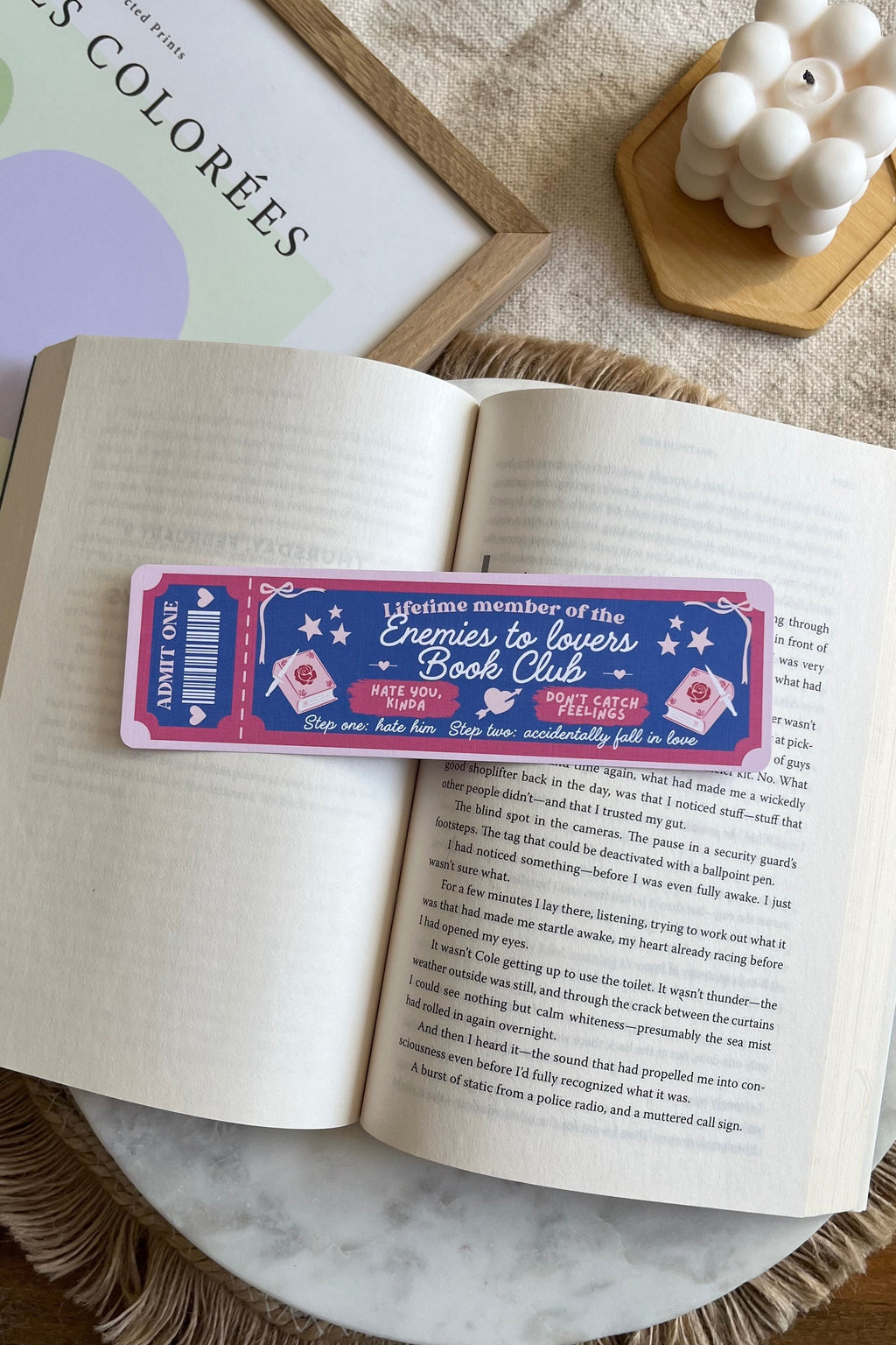 enemies to lovers Book Club Ticket Bookmark, Double Sided Bookmark, Bookclub Bookmark, Ticket Bookmark, Reader Gift, Cute Bookmark, gift for reader, bookmarks, book mark, bookish gift, book lover gift, enemies to lovers bookmark, linen bookmark, romance trope bookmark