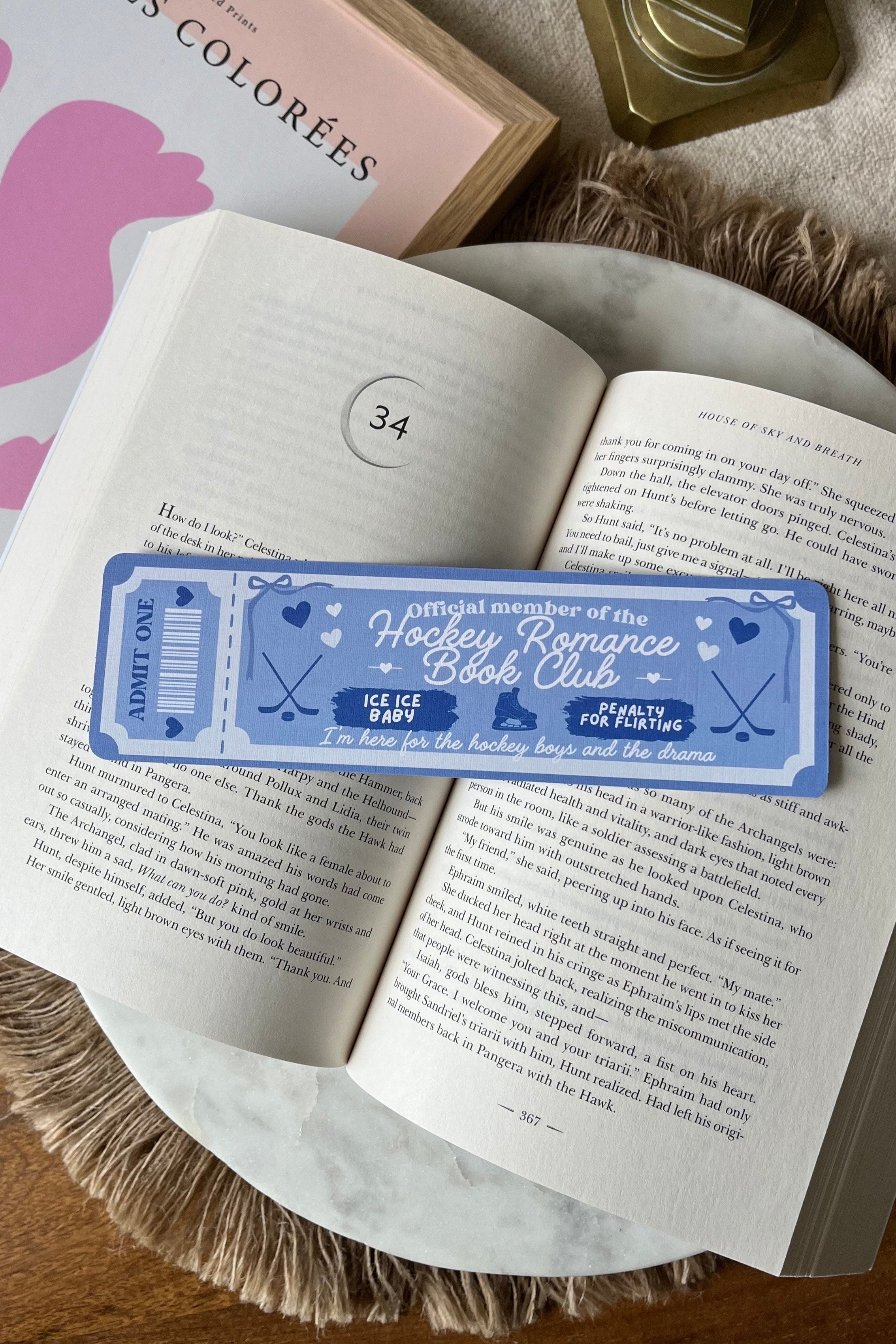 hockey romance Book Club Ticket Bookmark, Double Sided Bookmark, Bookclub Bookmark, Ticket Bookmark, Reader Gift, Cute Bookmark, gift for reader, bookmarks, book mark, bookish gift, book lover gift, enemies to lovers bookmark, linen bookmark, romance trope bookmark, hockey romance, hockey romance bookmark, sports romance, sports romance bookmark