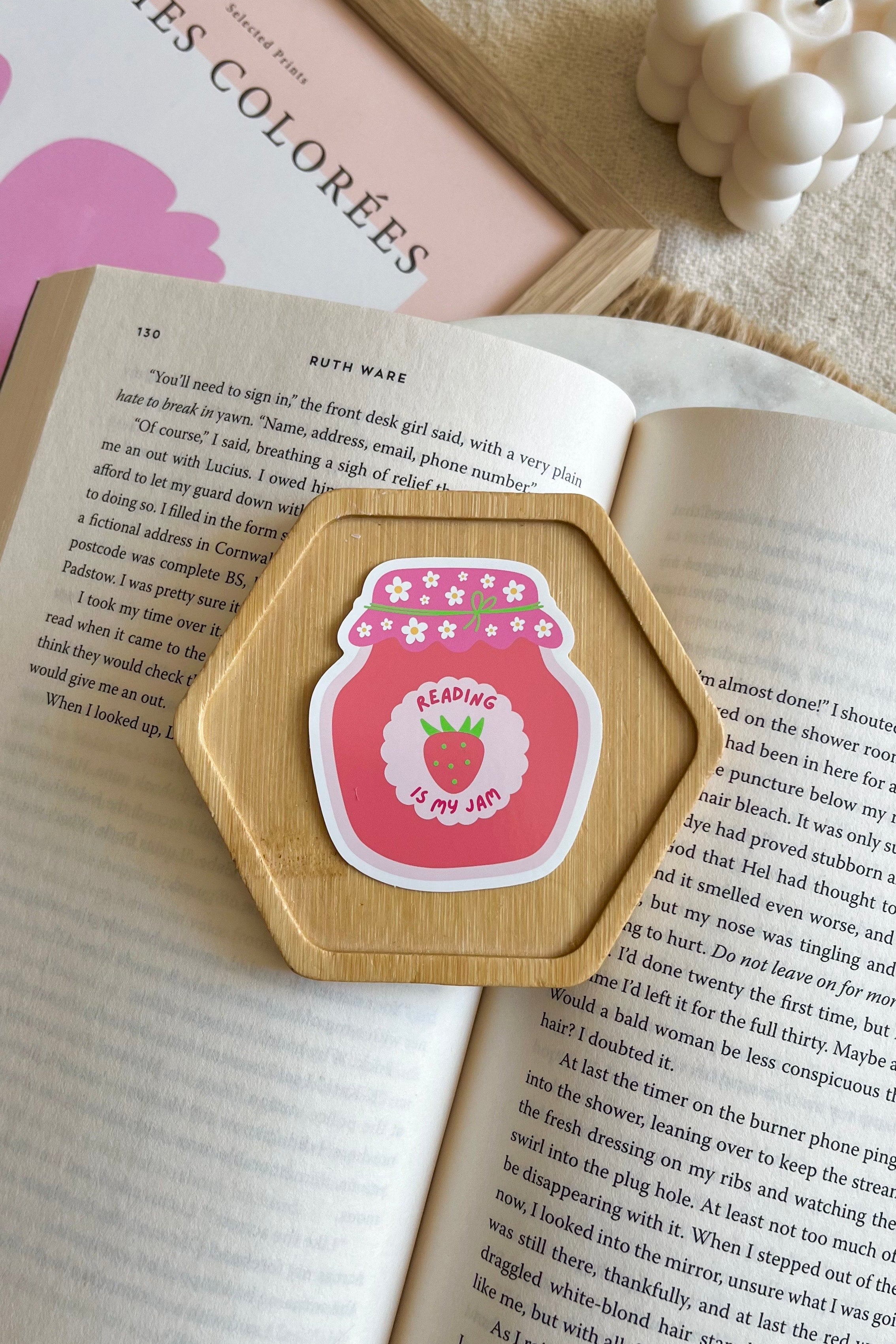Reading is my jam sticker, Bookish Sticker, Jam Sticker, Waterproof Sticker, pink book sticker, Kindle Sticker, Book lover gift, Book lover, cute book sticker, strawberry sticker, Booktok