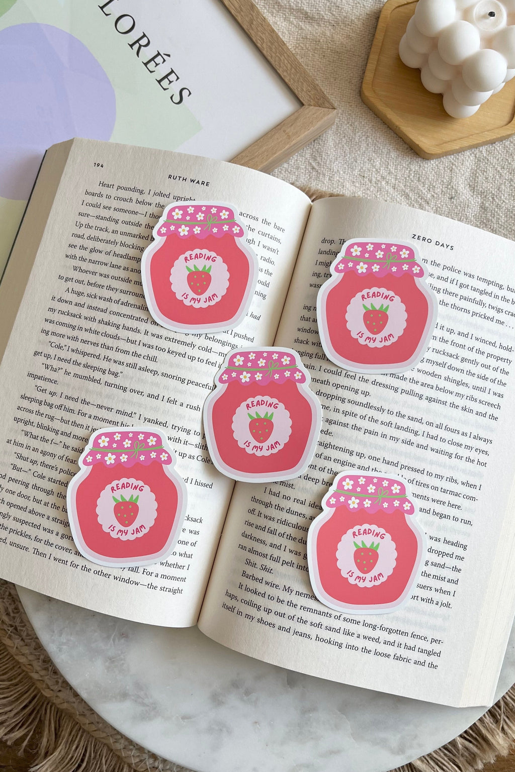 Reading is my jam sticker, Bookish Sticker, Jam Sticker, Waterproof Sticker, pink book sticker, Kindle Sticker, Book lover gift, Book lover, cute book sticker, strawberry sticker, Booktok