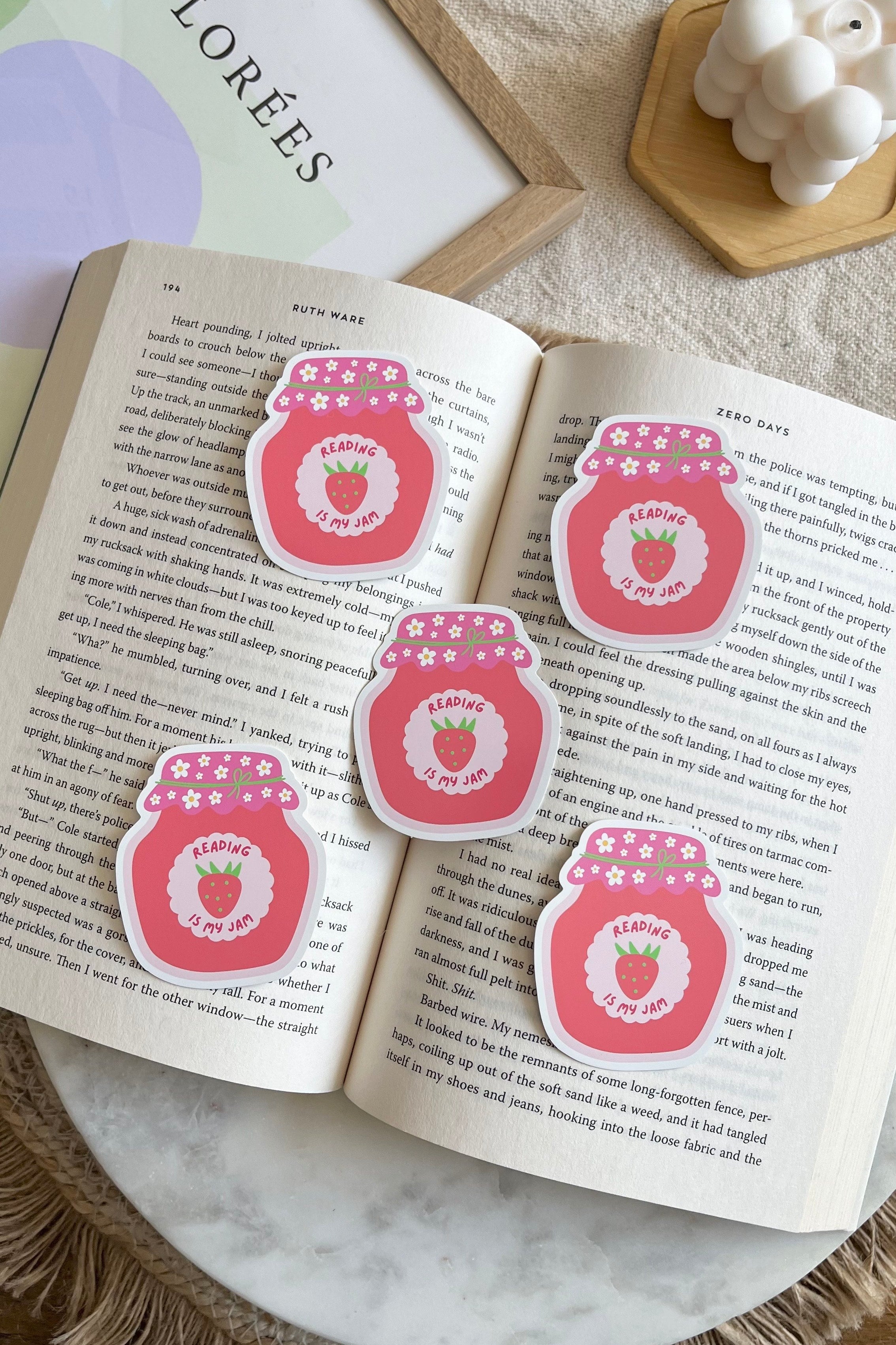 Reading is my jam sticker, Bookish Sticker, Jam Sticker, Waterproof Sticker, pink book sticker, Kindle Sticker, Book lover gift, Book lover, cute book sticker, strawberry sticker, Booktok