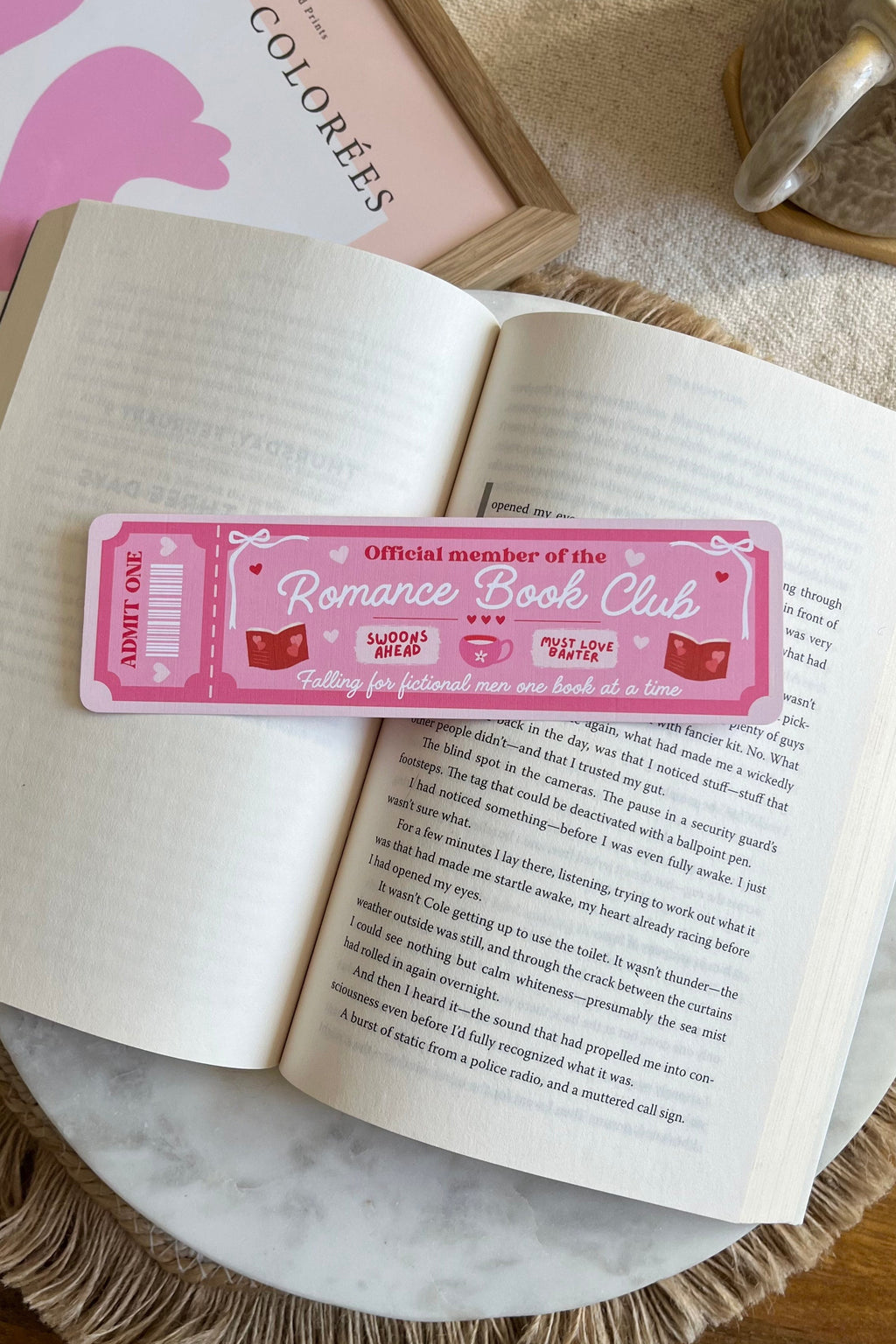 romance Book Club Ticket Bookmark, Double Sided Bookmark, Bookclub Bookmark, Ticket Bookmark, Reader Gift, Cute Bookmark, gift for reader, bookmarks, book mark, bookish gift, book lover gift, enemies to lovers bookmark, linen bookmark, romance bookmark, romance reader gift, pink bookmark