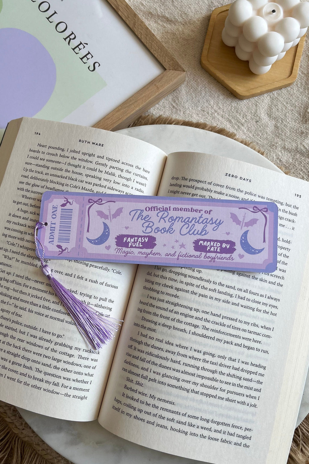 romantasy Book Club Ticket Bookmark, Double Sided Bookmark, Bookclub Bookmark, Ticket Bookmark, Reader Gift, Cute Bookmark, gift for reader, bookmarks, book mark, bookish gift, book lover gift, enemies to lovers bookmark, linen bookmark, romantasy bookmark, romantasy Merch